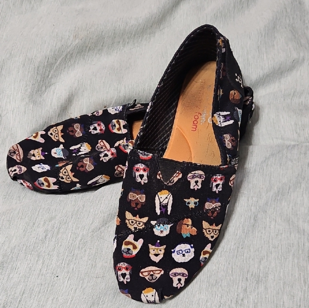 Bobs Black Slip-On Shoes with Dog Print